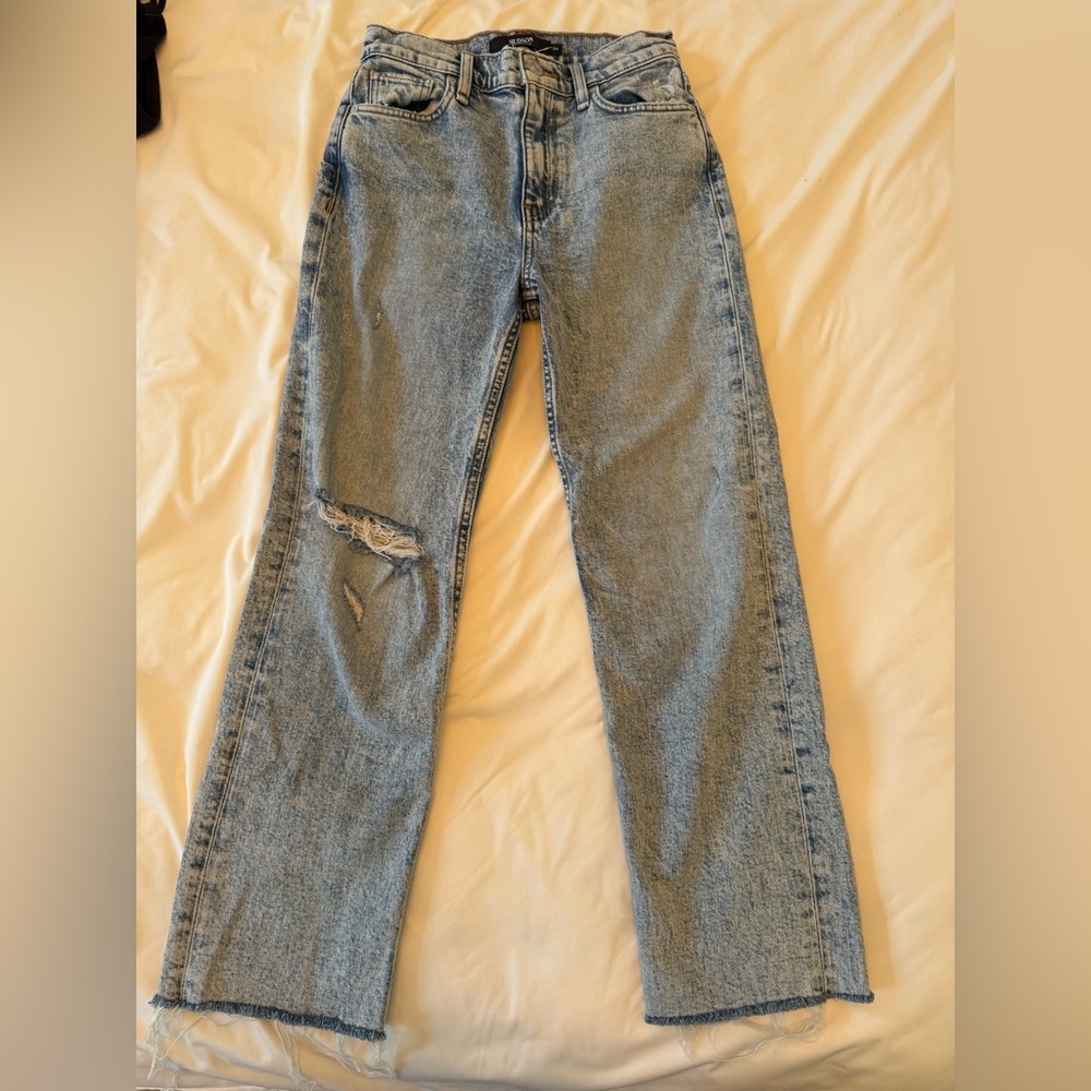 Hudson Remi Straight Cropped Distressed Jeans